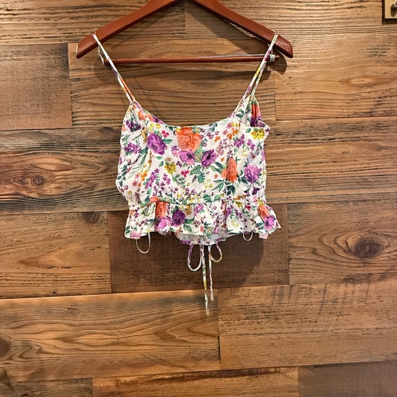 AFRM Rent the Runway Multicolor Floral Camisole Top with Gold Tassles - Picture 4 of 7